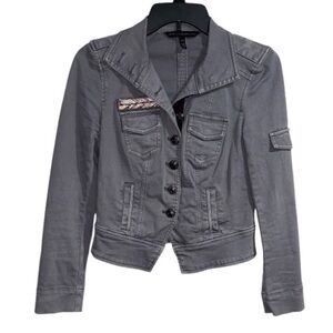 White House black market jacket Stylish Gray military 00 petite button down